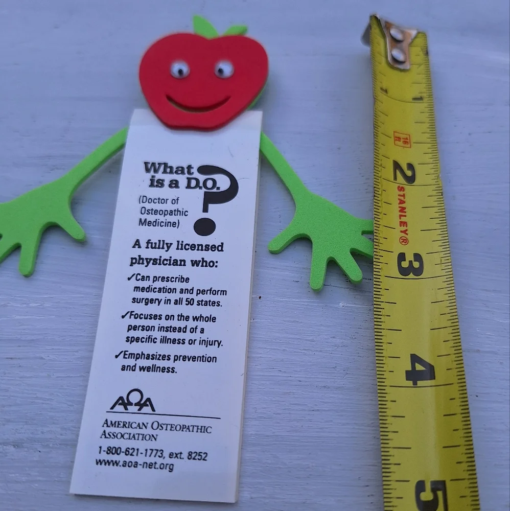 Googly Eyes Vintage Bookmark Apple Head American Osteopathic Doctor Association